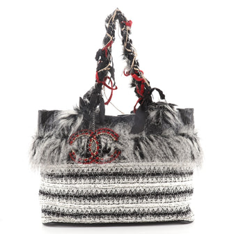 Chanel Inuit Fantasy Tote Quilted Tweed with Faux Fur and Ribbon