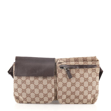 Gucci Vintage Double Belt Bag GG Canvas