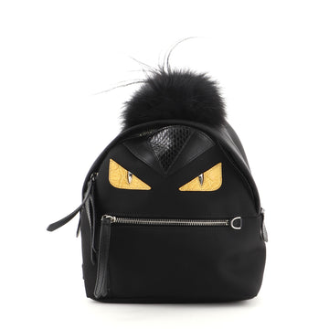 Fendi Monster Backpack Nylon with Leather and Fur Mini
