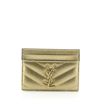 Saint Laurent Classic Monogram Card Holder Matelasse Chevron Leather