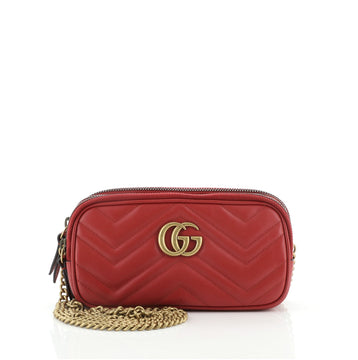 Gucci GG Marmont Triple Zip Chain Bag Matelasse Leather Mini