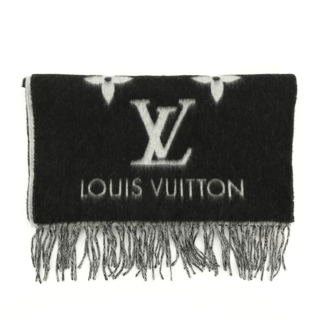 Louis Vuitton Black & Gray Monogram Cashmere Reykjavik Scarf