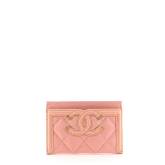 Chanel Filigree Card Holder Quilted Caviar