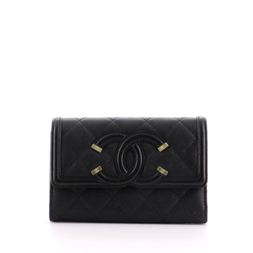 Chanel Filigree Flap Wallet Quilted Caviar Medium