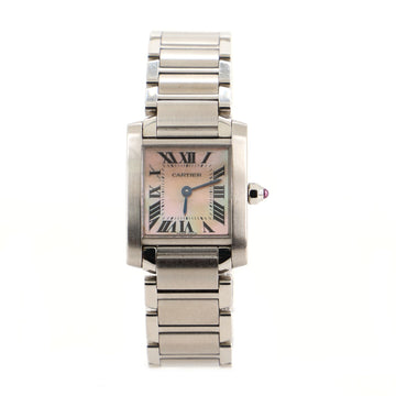 Cartier Tank Francaise Quartz Watch Stainless Steel with Mother of Pearl 20