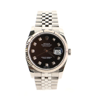 Oyster Perpetual Datejust Automatic Watch Stainless Steel and White Gold with Diamond Markers 36