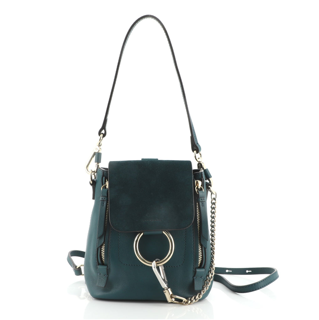 chloe small faye suede & leather backpack Chloe Faye Backpack Leather and Suede Mini Blue 6591018