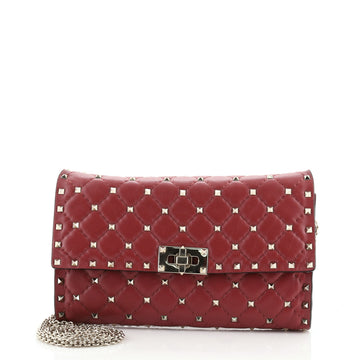 Valentino Rockstud Spike Wallet on Chain Quilted Leather Small