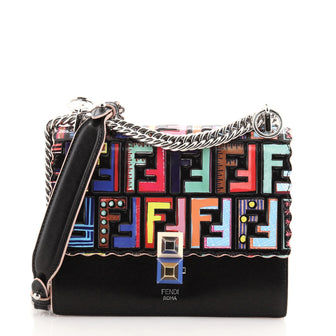 Fendi Kan I Bag Zucca Embossed Patent and Leather Small
