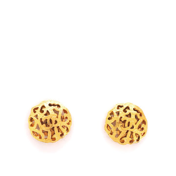Chanel Vintage Round CC Clip-On Earrings Metal