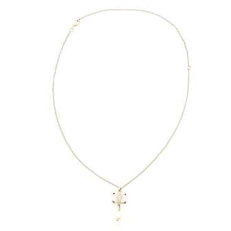 Chanel CC Pendant Crystal Embellished Metal with Faux Pearl Necklace