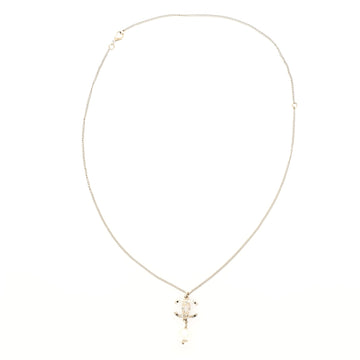 Chanel CC Pendant Crystal Embellished Metal with Faux Pearl Necklace