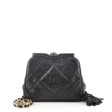 Chanel Vintage Diamond CC Tassel Waist Bag Quilted Lambskin Small