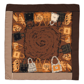 Fendi Logo Handbag Scarf Printed Silk