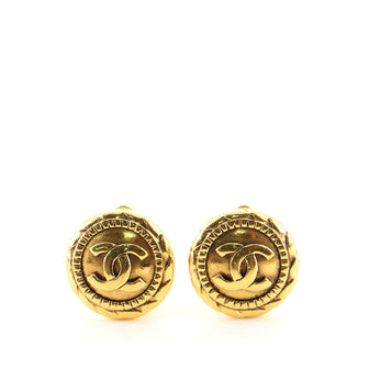 Chanel Vintage Round CC Clip-On Earrings Metal