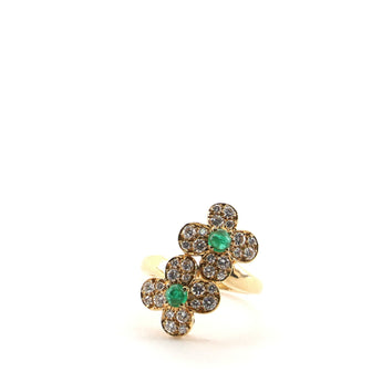 Van Cleef & Arpels Trefle Ring 18K Yellow Gold and Diamonds with Emerald
