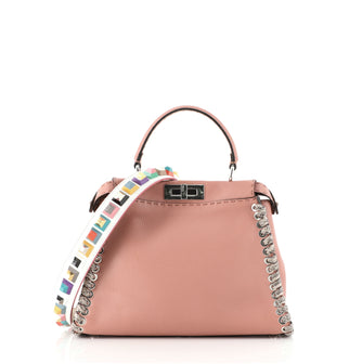 Fendi Peekaboo Bag Leather with Python Whipstitch Regular