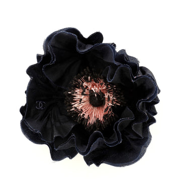 Chanel Camellia Poppy Brooch Fabric
