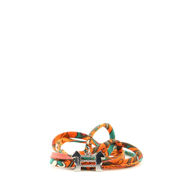 Hermes Tourbillon de Couleurs Bracelet Printed Silk with Metal