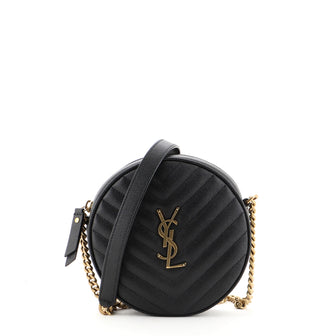 Saint Laurent Vinyle Round Camera Bag Matelasse Chevron Leather