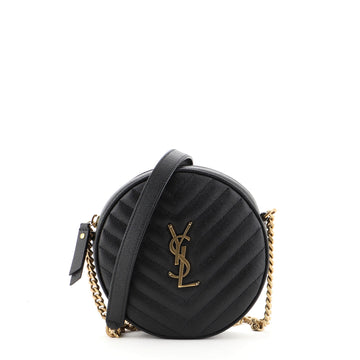 Saint Laurent Vinyle Round Camera Bag Matelasse Chevron Leather