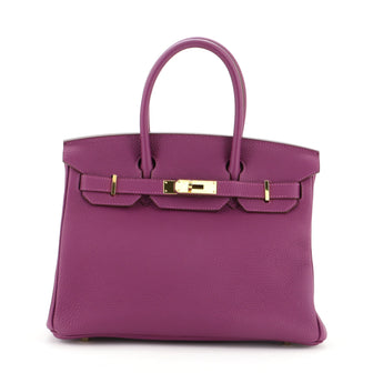 Hermes Birkin Handbag Purple Togo with Gold Hardware 30