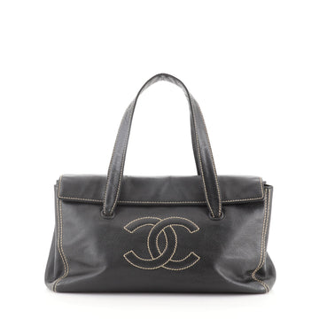 Chanel CC Stitch Flap Satchel Caviar Large