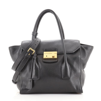 Prada Twin Pocket Lock Flap Tote Vitello Daino Medium