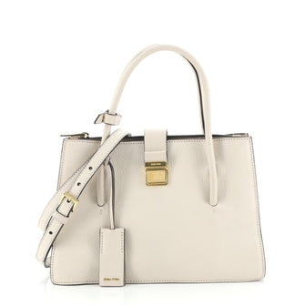 Miu Miu Convertible Madras Logo Tote Leather Medium