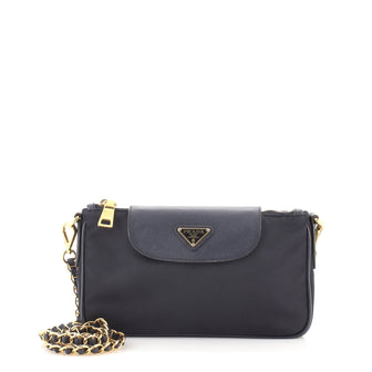 Prada Chain Crossbody Bag Tessuto and Saffiano Leather Small