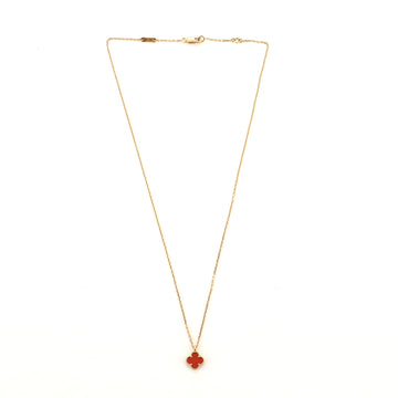 Van Cleef & Arpels Sweet Alhambra Carnelian Necklace 18K Rose Gold