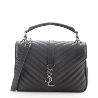 Saint Laurent Classic Monogram College Bag Matelasse Chevron Leather Medium