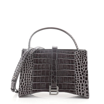 Balenciaga Hourglass East West Tote Crocodile Embossed Leather Small