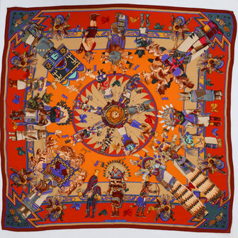 Hermes Kachinas Shawl Printed Cashmere and Silk 140