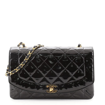 Chanel Vintage Diana Flap Bag Quilted Patent Medium