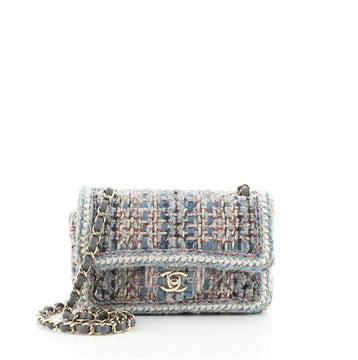Chanel Classic Single Flap Bag Braided Quilted Tweed Mini