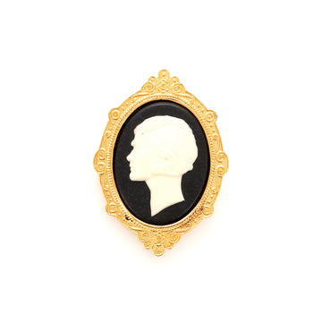 Chanel Vintage Coco Cameo Brooch Metal and Resin