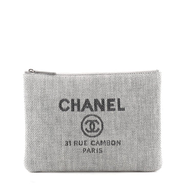 Chanel Deauville Pouch Raffia Medium