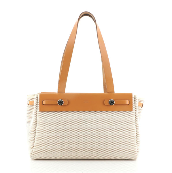 Hermes Herbag Cabas Toile and Leather PM