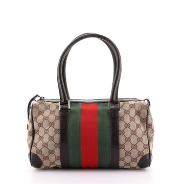 Gucci Vintage Web Boston Bag GG Canvas with Leather Small