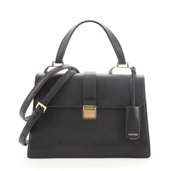 Miu Miu Bicolor Madras Convertible Compartment Top Handle Bag Leather Medium