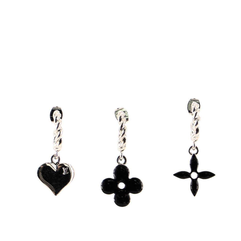 Sweet Monogram 3 Huggie Earrings Set Metal and Enamel