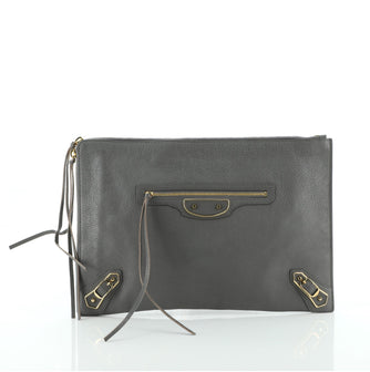 Balenciaga Zip Around Classic Metallic Edge Clutch Leather Medium