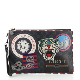 Gucci Night Courrier Pouch GG Coated Canvas with Applique