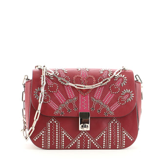 Valentino Love Blade Shoulder Bag Embroidered Leather Small