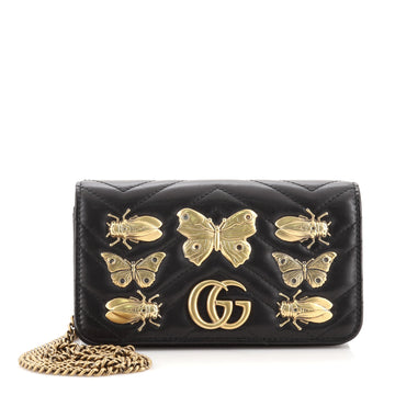 Gucci GG Marmont Chain Flap Bag Embellished Matelasse Leather Mini