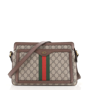 Gucci Ophidia Zip Shoulder Bag GG Coated Canvas Medium