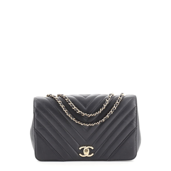 Chanel Black Chevron Quilted Lambskin Leather Leo Jumbo Flap Bag - Yoogi's  Closet