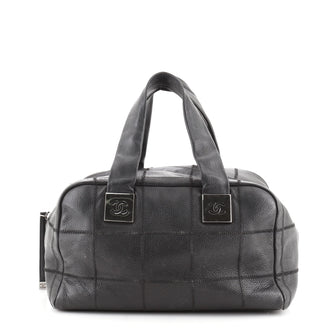 Chanel Square Stitch Bowler Bag Quilted Caviar Medium
