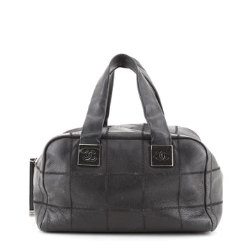 Chanel Square Stitch Bowler Bag Quilted Caviar Medium